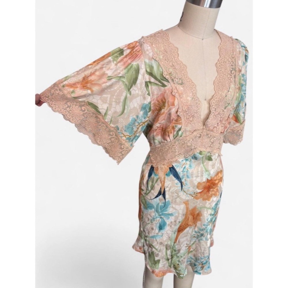 Spell Multicolor Floral silky lace dress